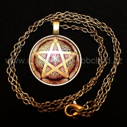 Přívěsek 3D Pentagram hnědý