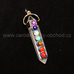 Přívěsek křišťál s čakrovími kamínky