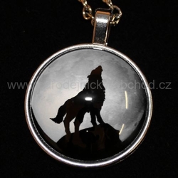 Přívěsek 3D Vlk s měsícem