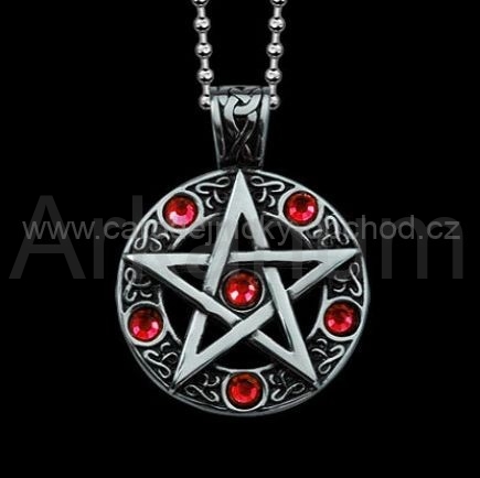 Pentagram kamínky červené