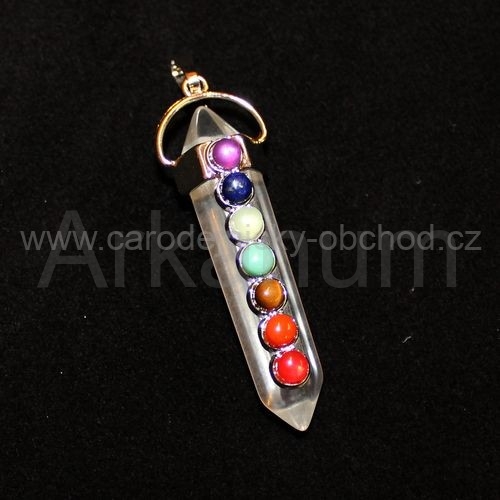 Přívěsek křišťál s čakrovími kamínky