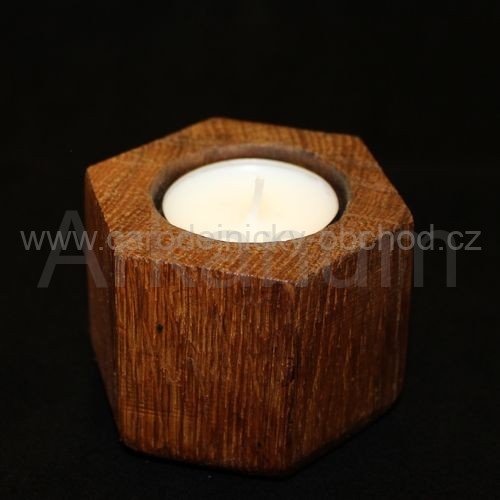 Svícen dřevo šestihran