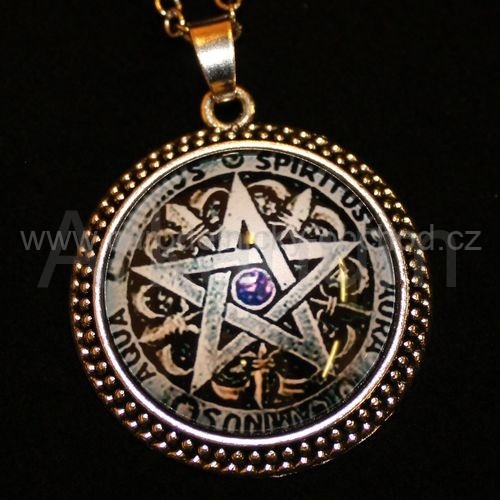 Přívěsek 3D Pentagram šedý