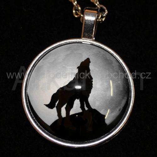 Přívěsek 3D Vlk s měsícem