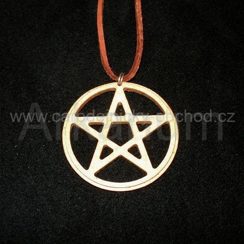 Přívěsek pentagram dřevěný