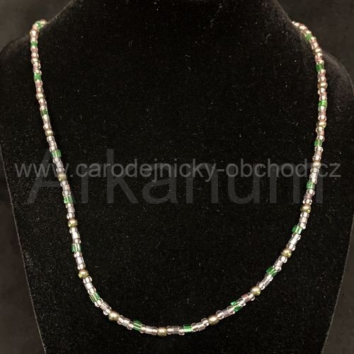 Náhrdelník šedo-zelený